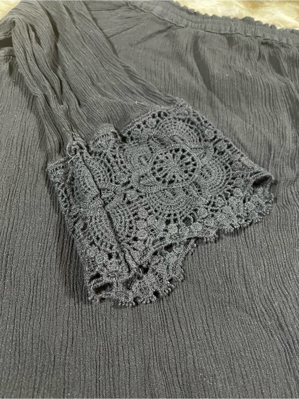 Chelsea & Theodore Black Lace Sleeve Top